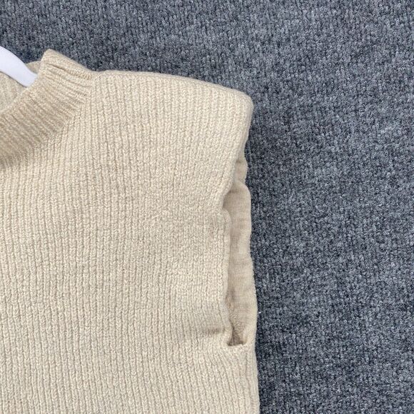 BABATON Sweater Womens M Merino Wool Mock Neck Crop Sleeveless Ecru Quiet Luxury - Picture 3 of 9
